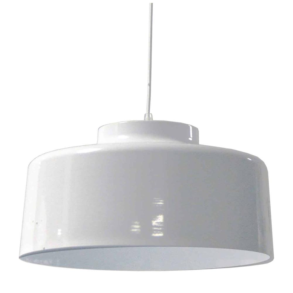 1LT Incandescent Metal Pendant, White Finish. Picture 1