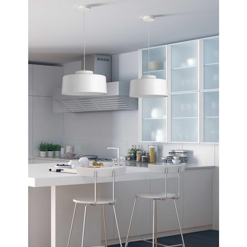 1LT Incandescent Metal Pendant, White Finish. Picture 2