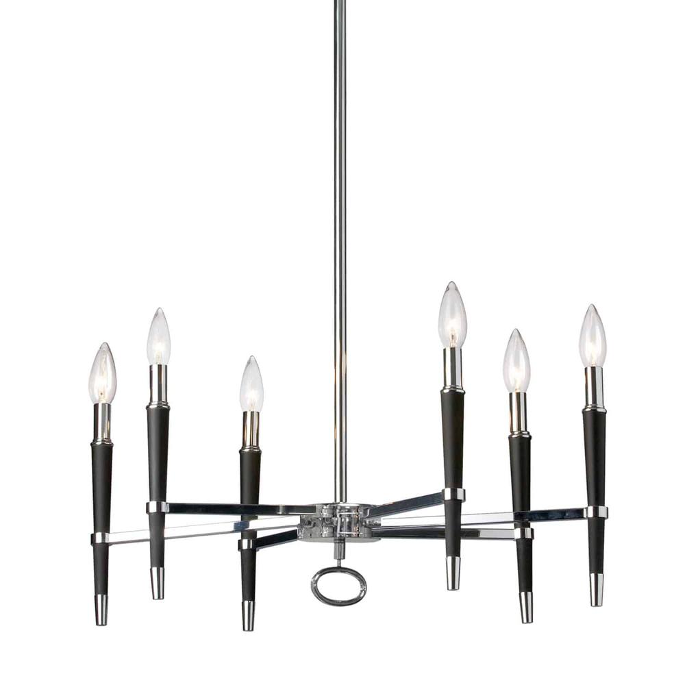 6LT Incandescent Chandelier, PC Finish. Picture 1