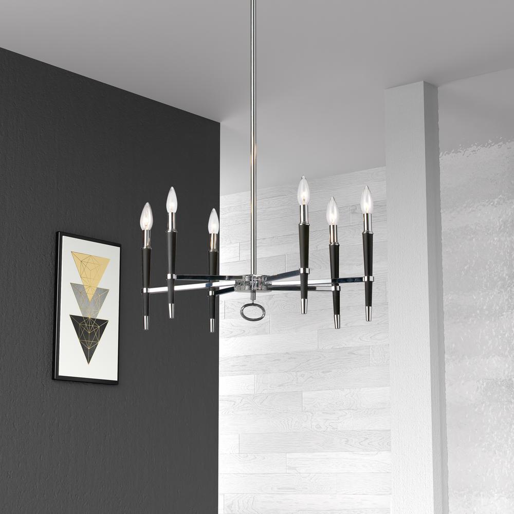 6LT Incandescent Chandelier, PC Finish. Picture 2
