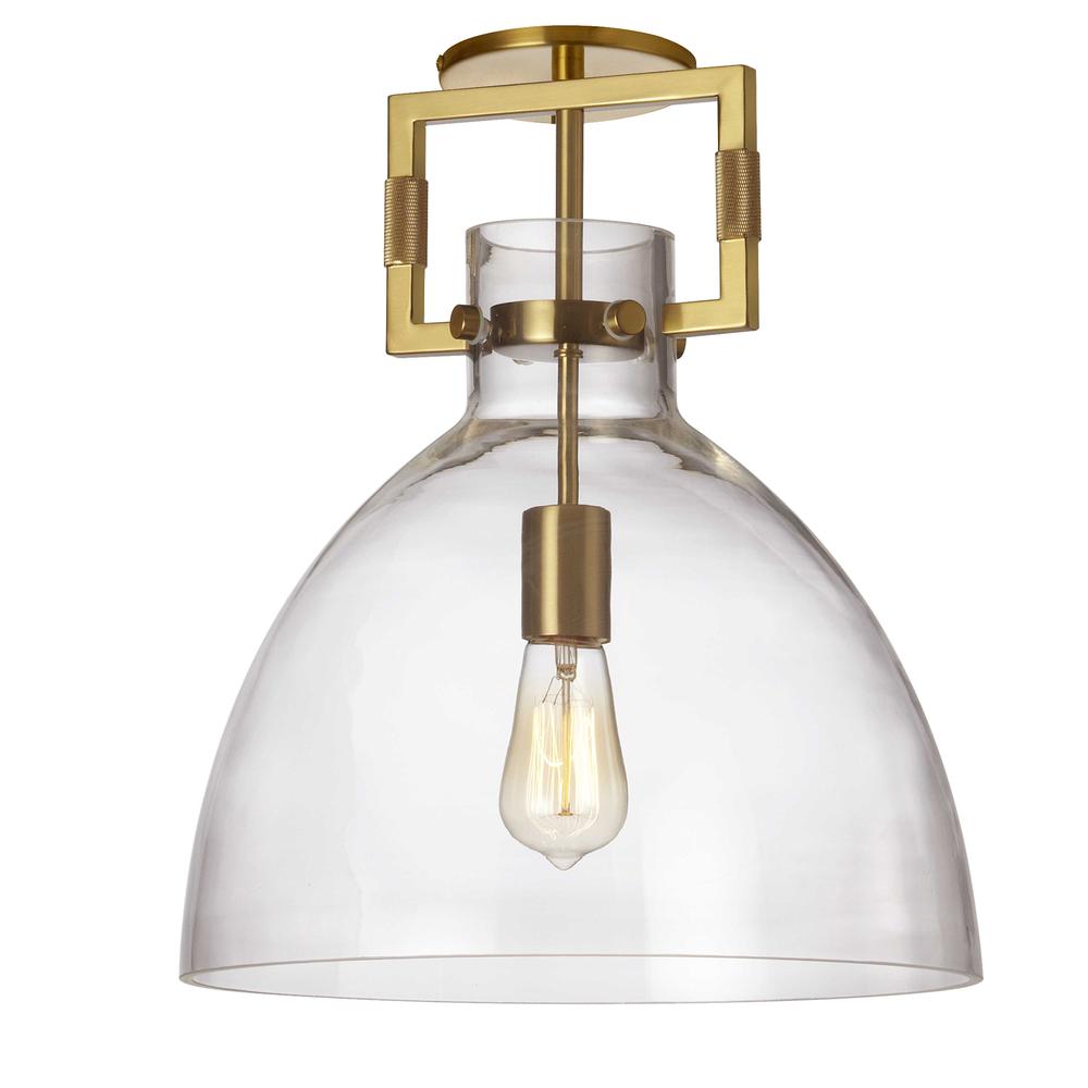 1LT Semi-Flush Mount, AGB, CLR Glass. Picture 1