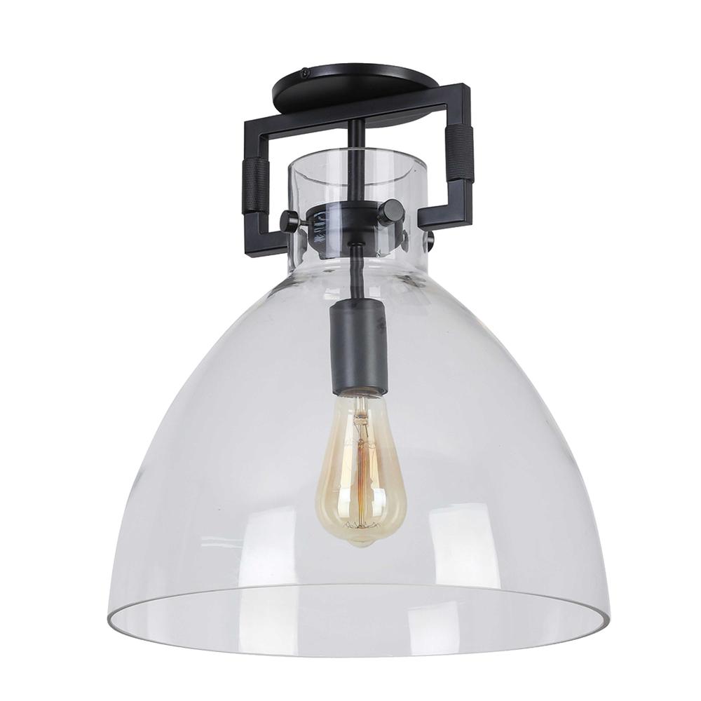 1LT Semi-Flush Mount, MB, CLR Glass. Picture 2