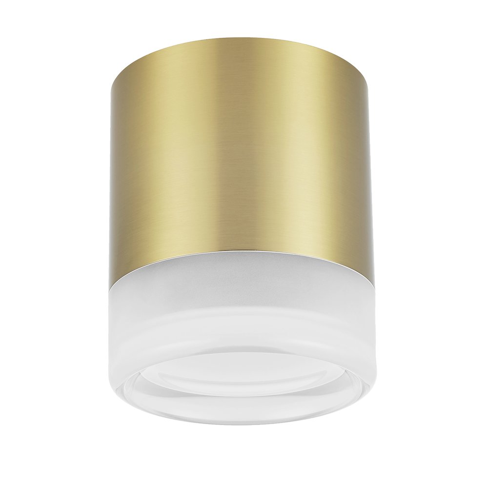 15W Flush Mount in Aged Brass w/ Clear & Frosted Acrylic Diffuser. Picture 1
