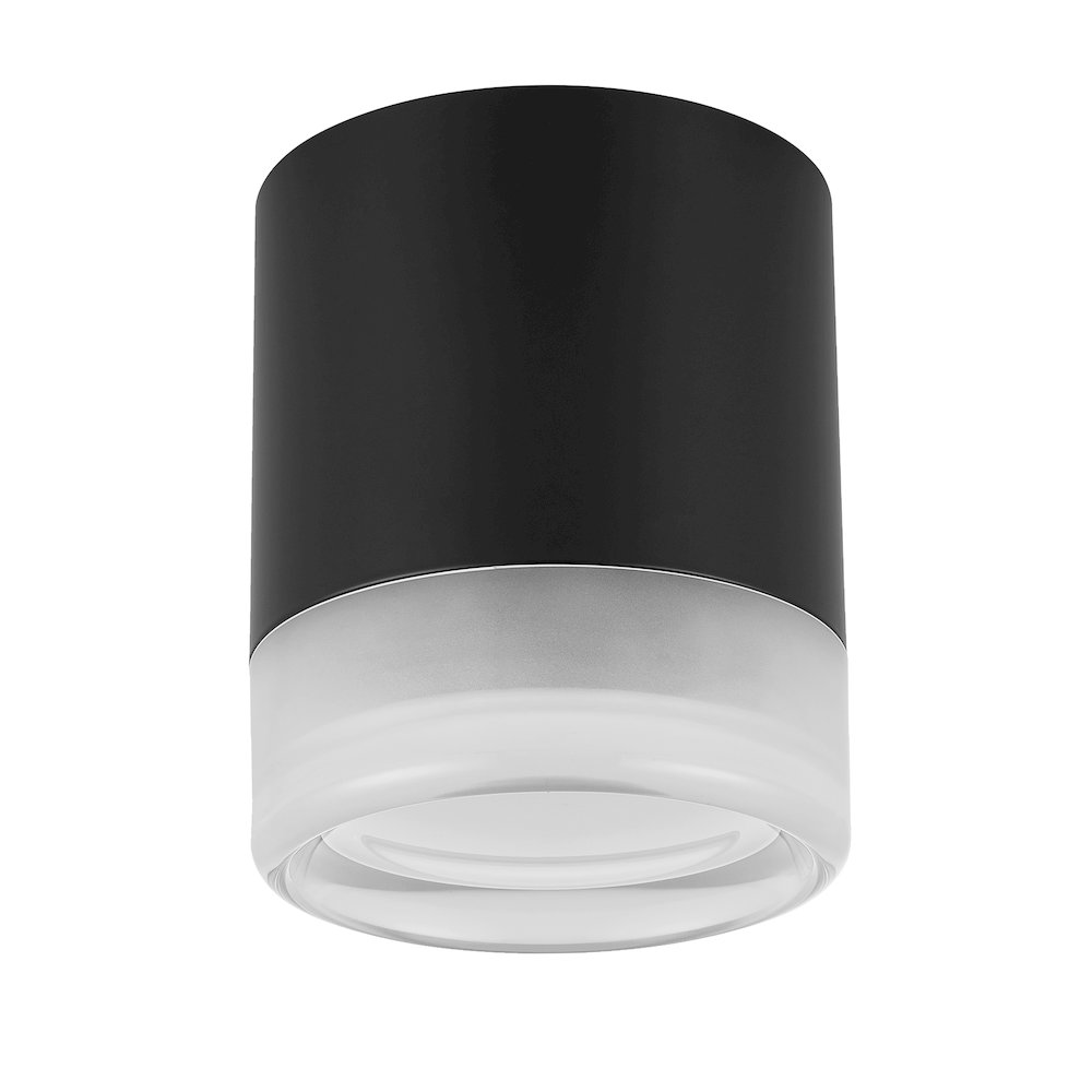 15W Flush Mount in Matte Black w/ Clear & Frosted Acrylic Diffuser. Picture 1
