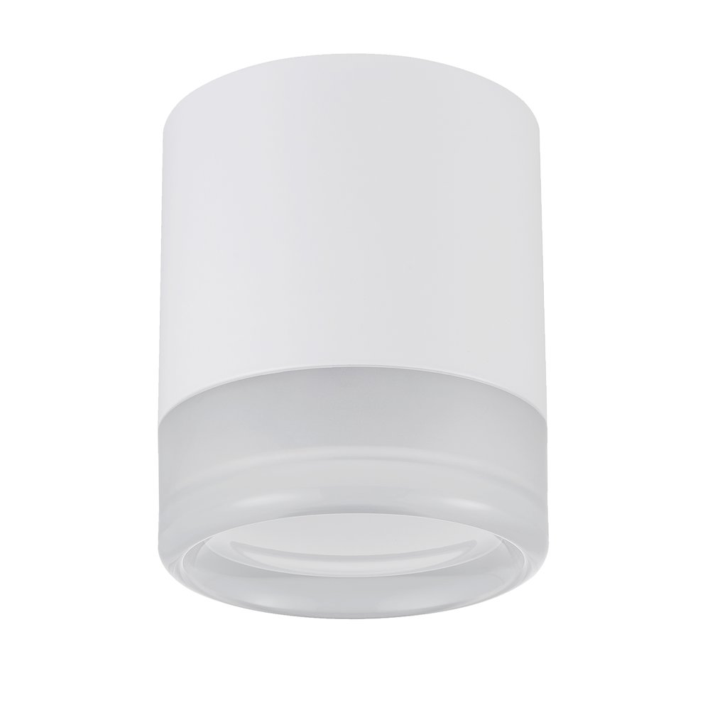 15W Matte White Flush Mount w/ Clear & Frosted Acrylic Diffuser. Picture 1