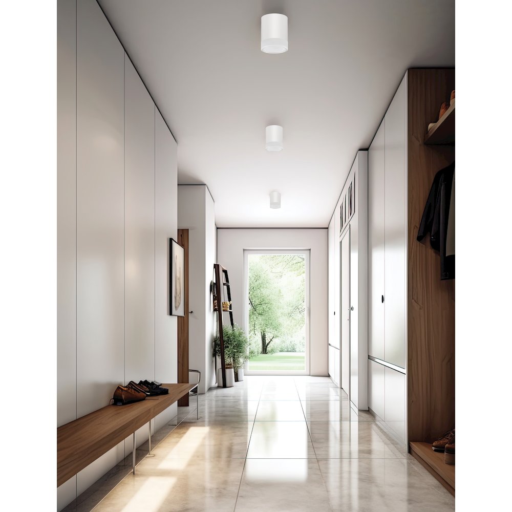 15W Matte White Flush Mount w/ Clear & Frosted Acrylic Diffuser. Picture 3