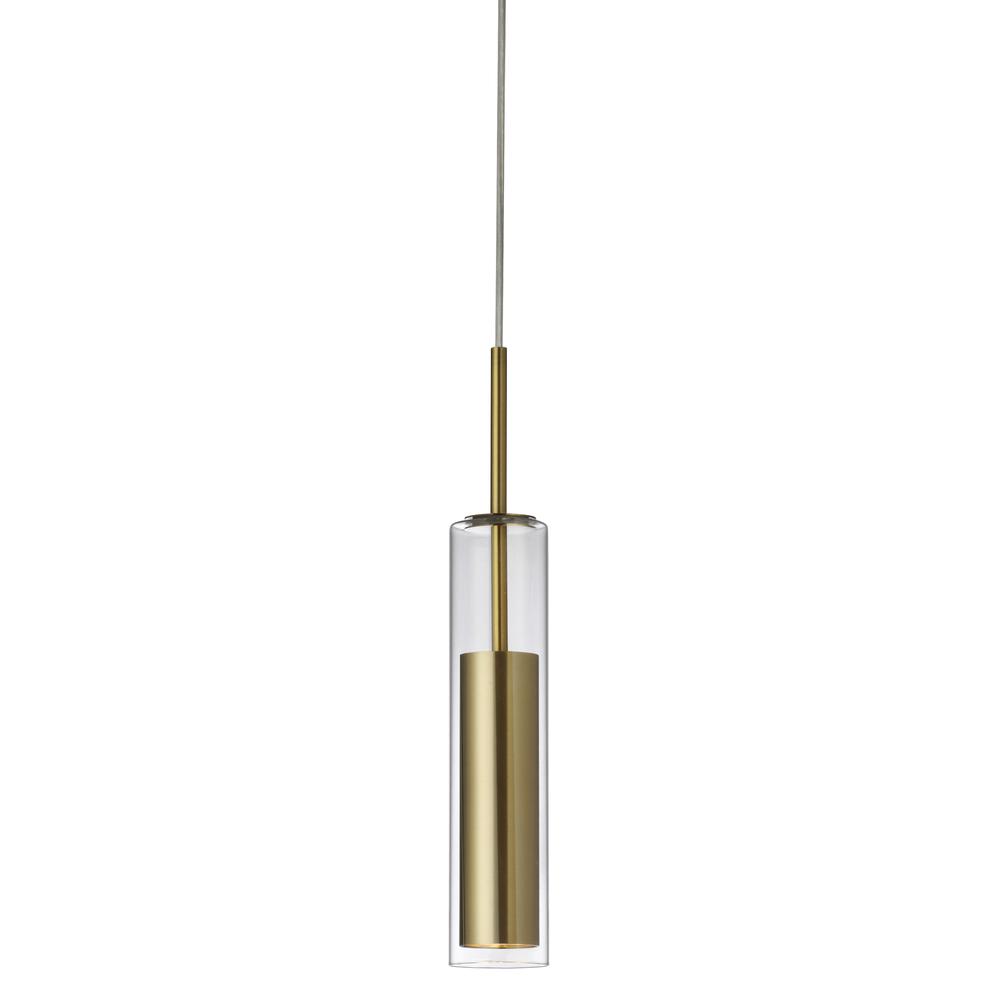 6W Pendant, Aged Brass Finish, CLR Glass. Picture 1