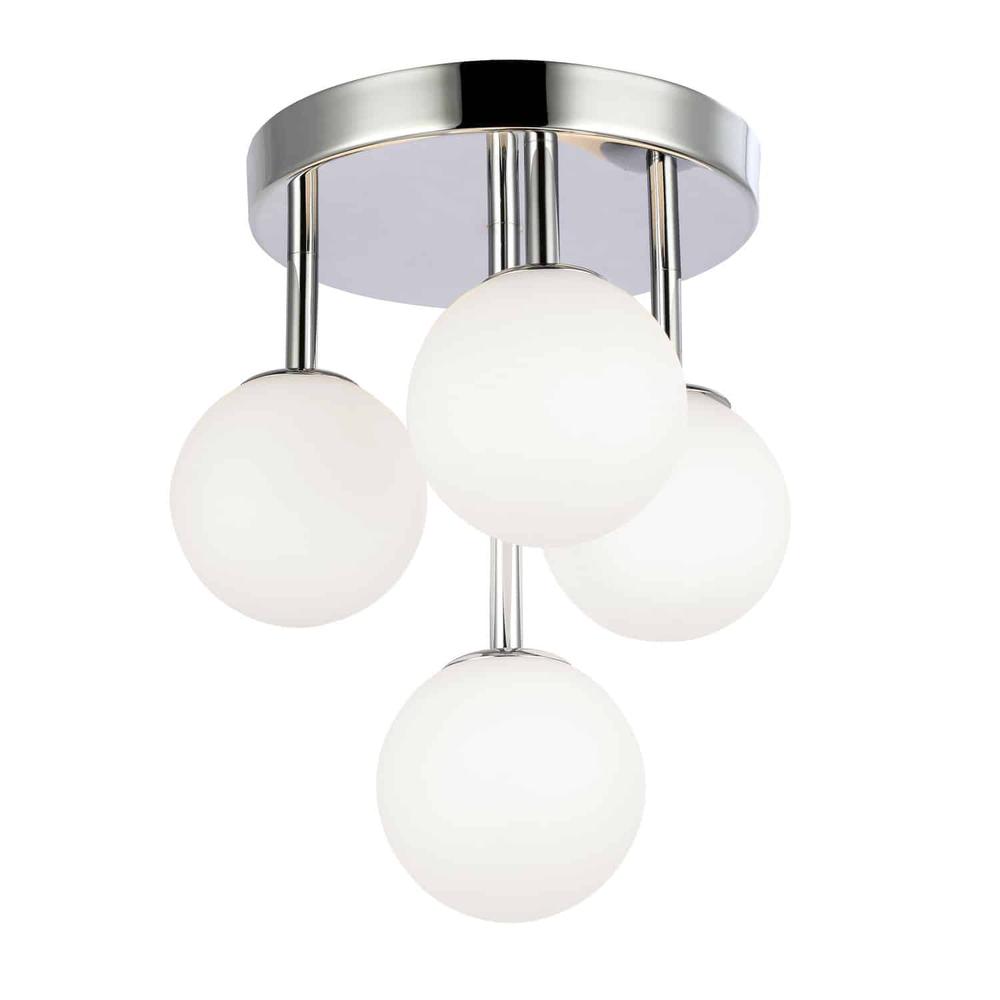 4LT Flush Mount, PC, Opal Glass. Picture 1