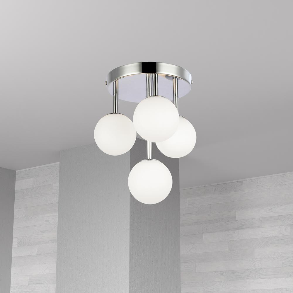 4LT Flush Mount, PC, Opal Glass. Picture 2