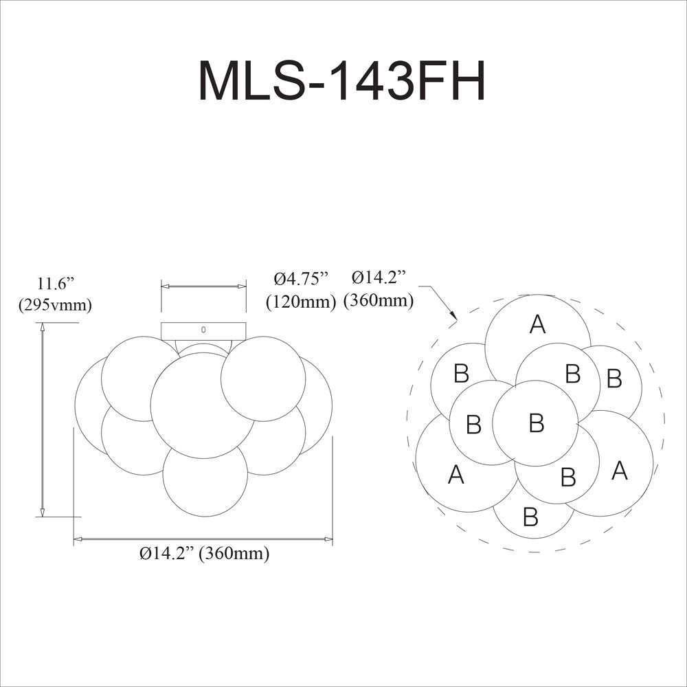 3LT Flush Mount,  PC, FR Glass. Picture 2