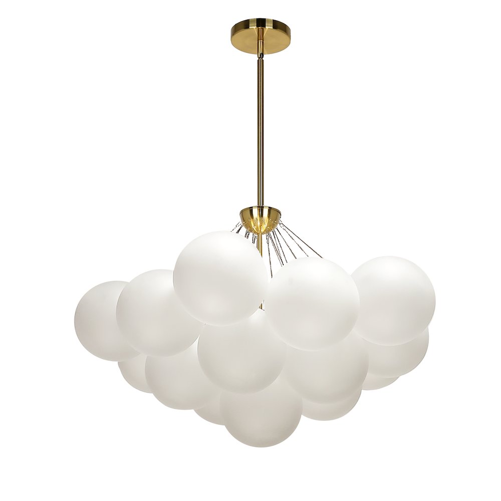 4 Light Aged Brass Chandelier w/ Frosted Glass. Picture 1