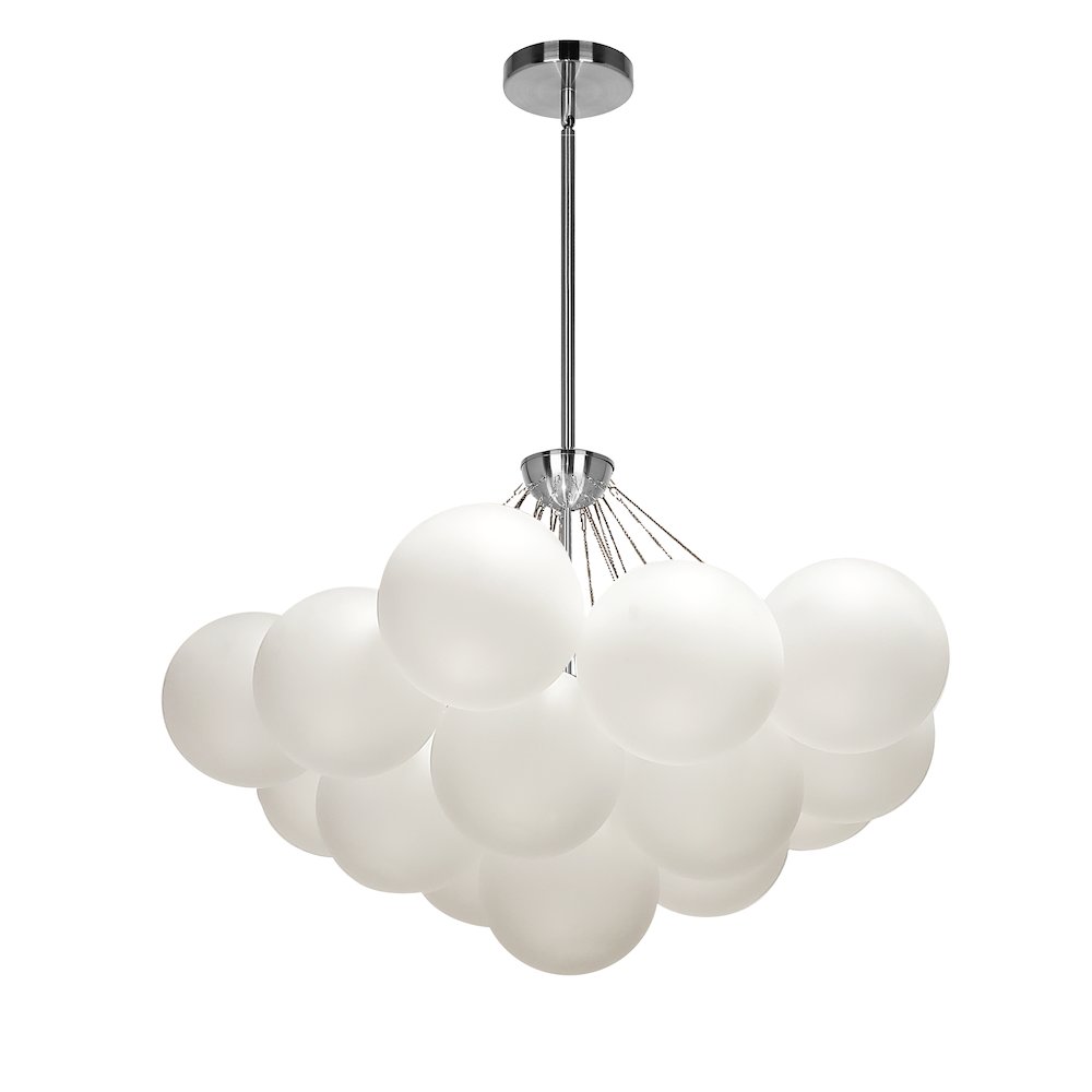 4 Light Polished Chrome Halogen Chandelier w/ Frosted Glass. Picture 1