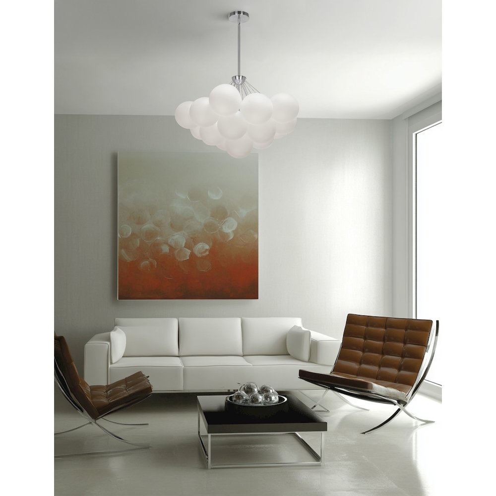 4 Light Polished Chrome Halogen Chandelier w/ Frosted Glass. Picture 2