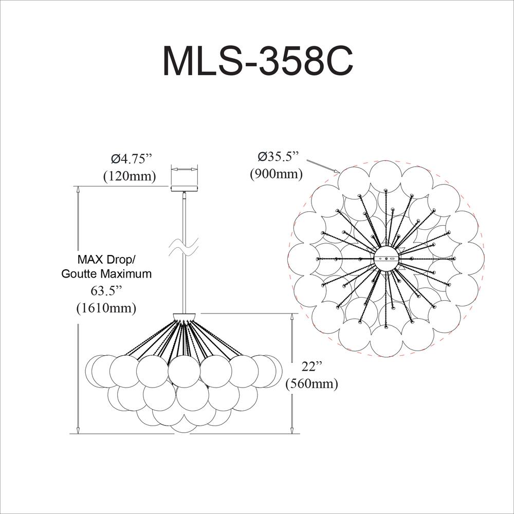 8LT Chandelier,  PC, FR Glass. Picture 3