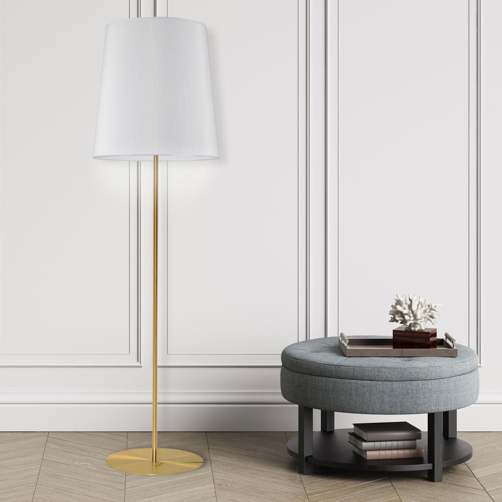 1LT Drum Floor Lamp, Jtone WH Shade, AGB. Picture 2