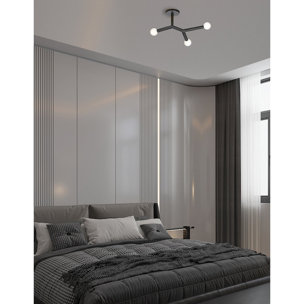 3 Light Semi-Flush in Matte Black. Picture 3