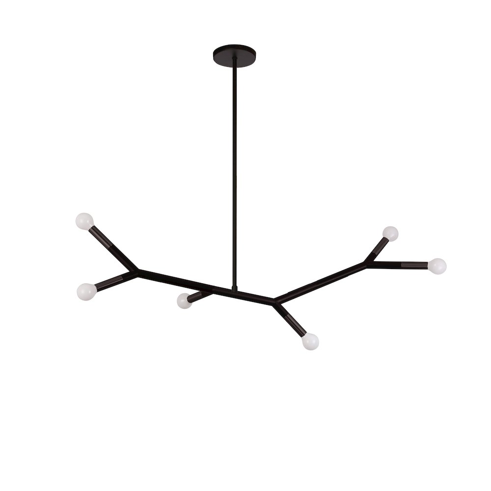 6 Light Horizontal Pendant in Matte Black. Picture 1