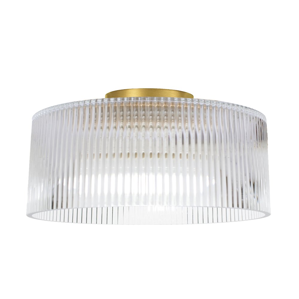 1 Light Flush Mount in Aged Brass w/ Fluted Glass. Picture 1