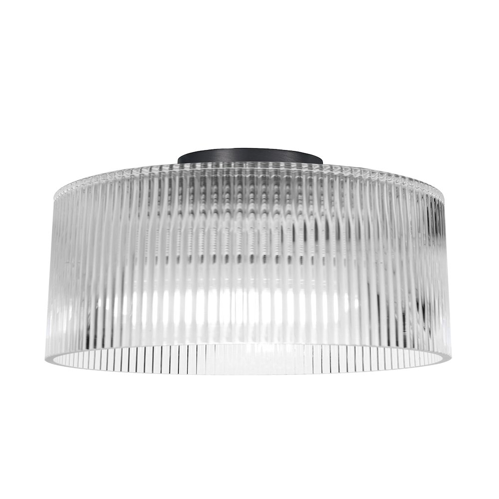 1 Light Flush Mount in Matte Black w/ Fluted Glass. Picture 1