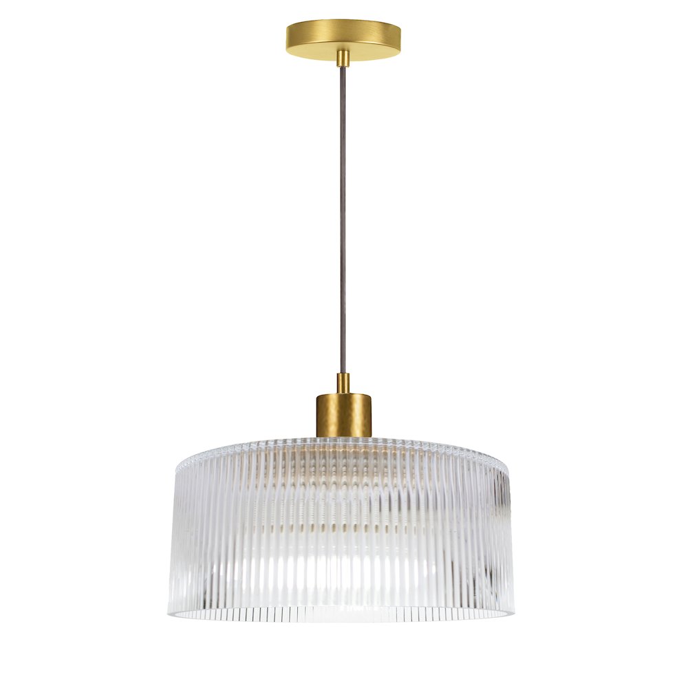 1 Light Pendant in Aged Brass w/ Fluted Glass. Picture 1