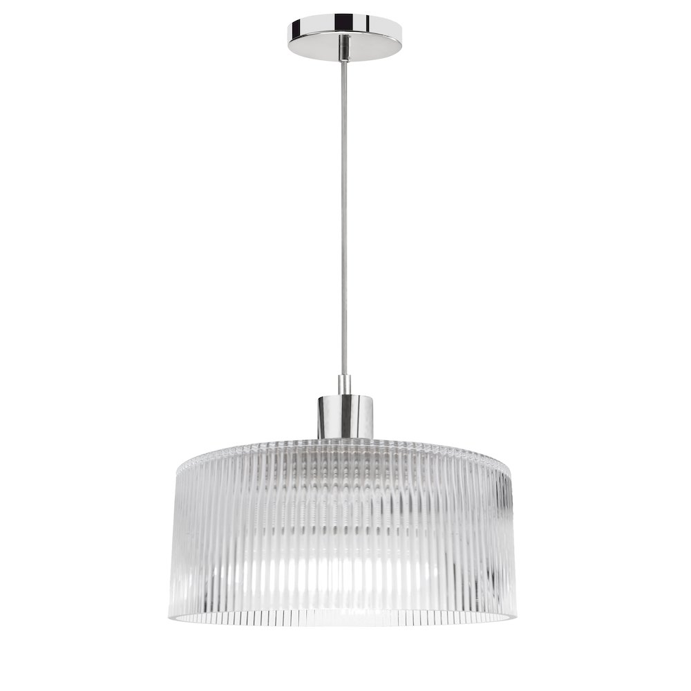 1 Light Pendant in Polished Chrome w/ Fluted Glass. Picture 1