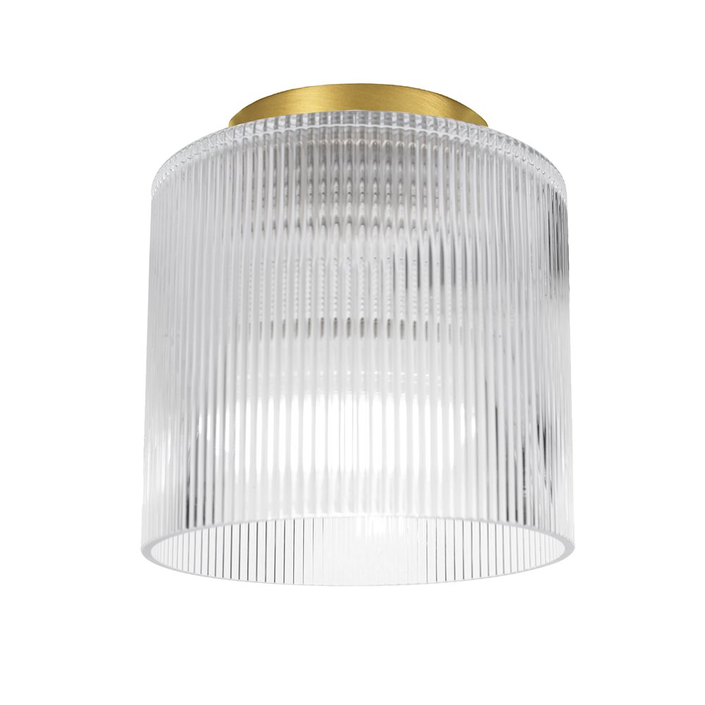 1 Light Flush Mount in Aged Brass w/ Fluted Glass. Picture 1
