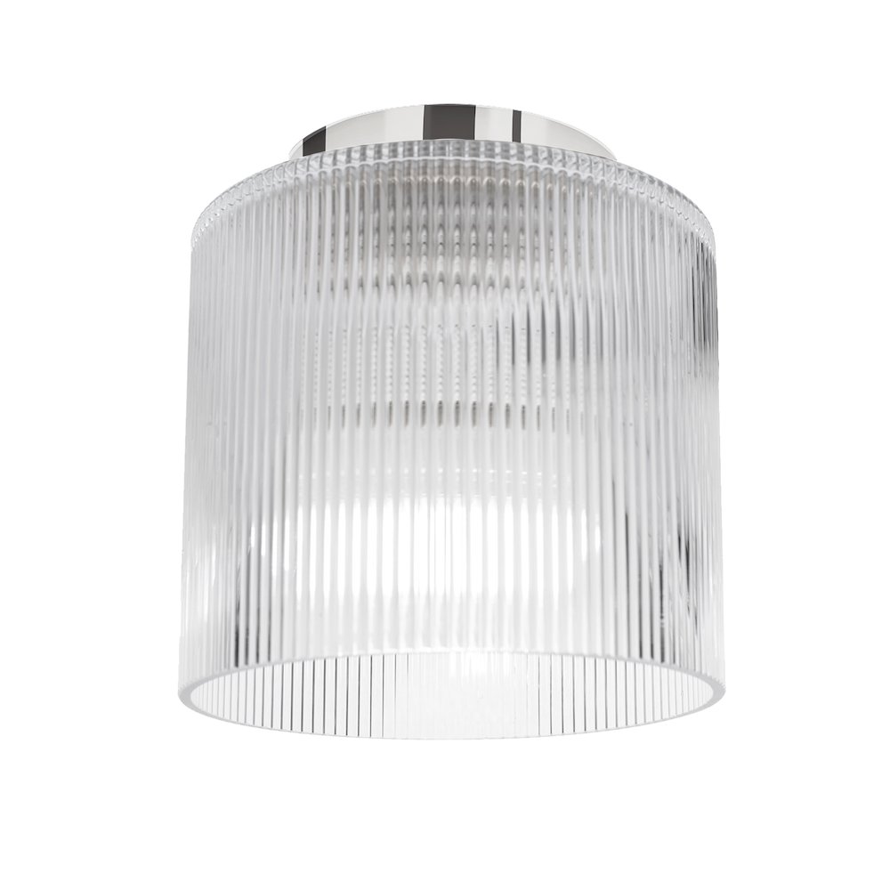 1 Light Flush Mount in Polished Chrome w/ Fluted Glass. Picture 1