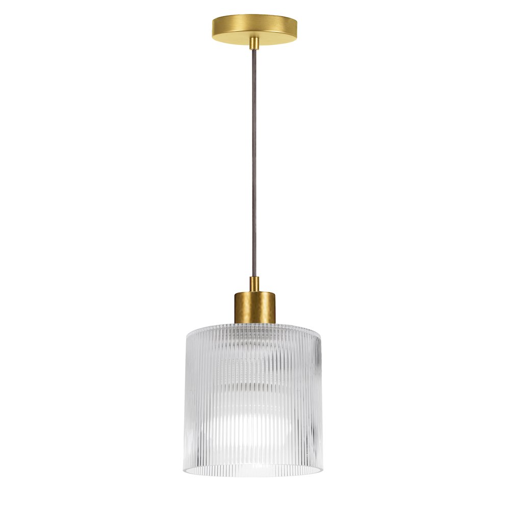 1 Light Pendant in Aged Brass w/ Fluted Glass. Picture 1
