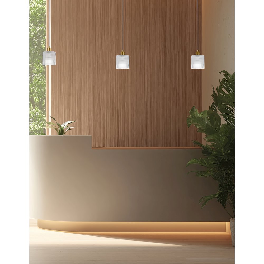 1 Light Pendant in Aged Brass w/ Fluted Glass. Picture 3