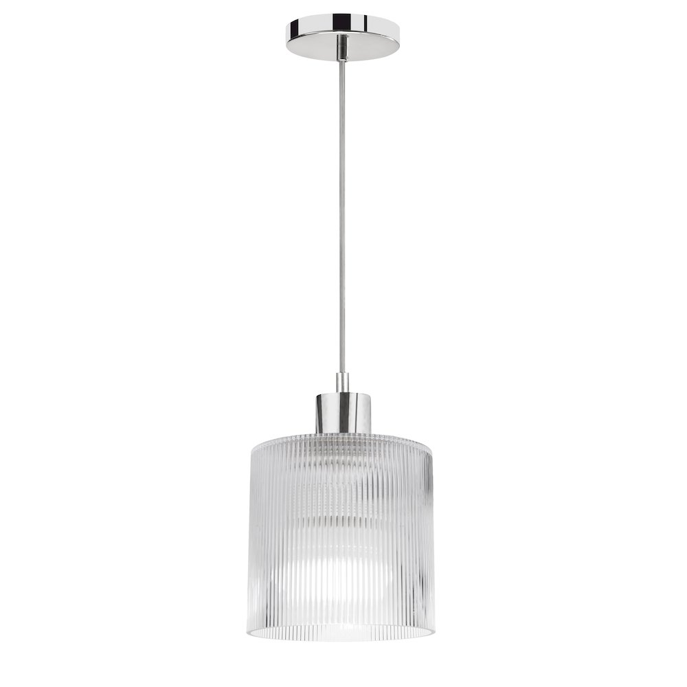 1 Light Pendant in Polished Chrome w/ Fluted Glass. Picture 1