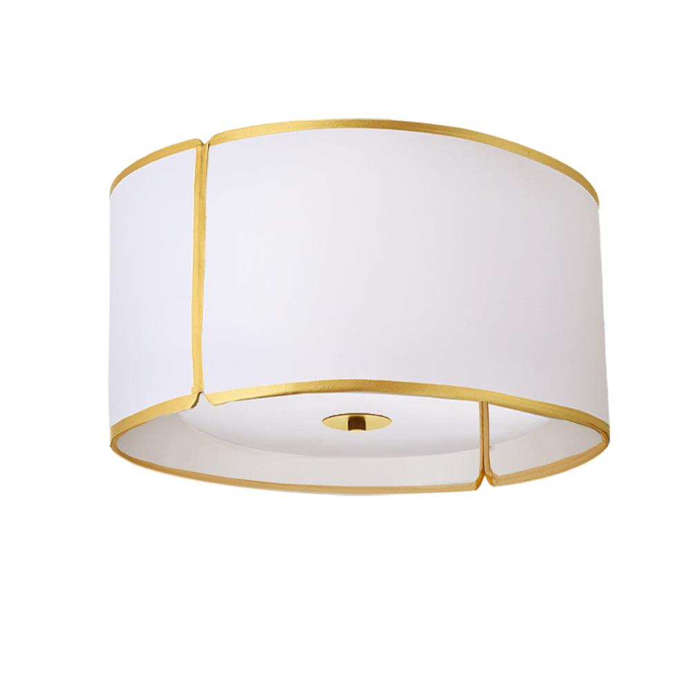 3LT Notched Drum Flush Mount GLD, WH Shade & Diff. Picture 1