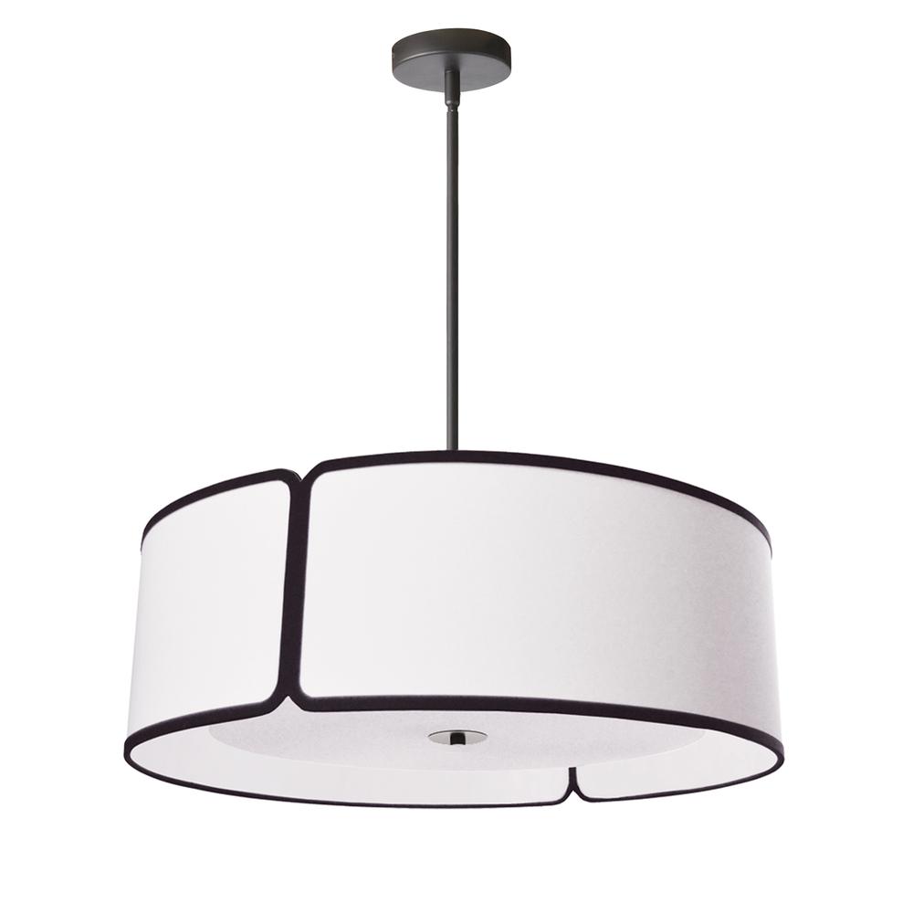 4LT Notched Drum Pendant BK, WH Shade & Diffuser. Picture 1