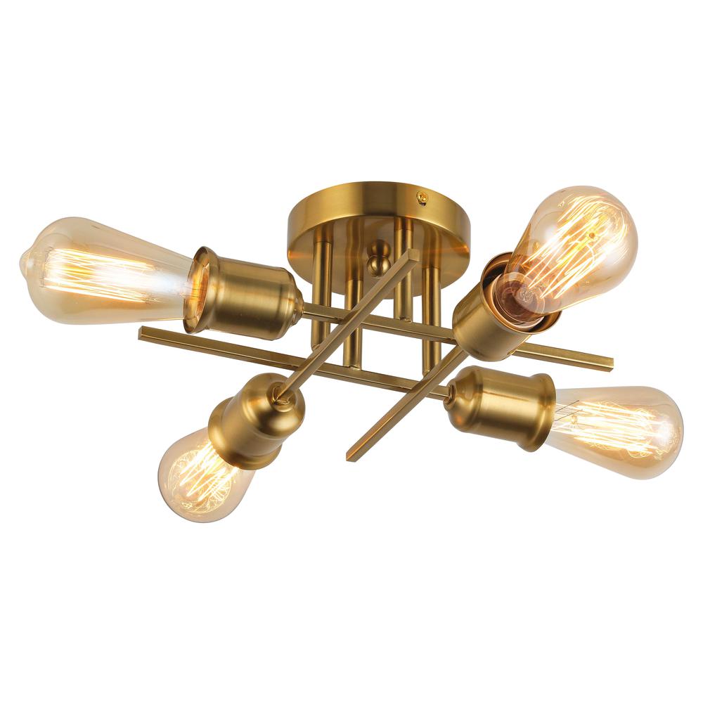 4LT Incandescent Semi-Flush Mount, AGB. Picture 1