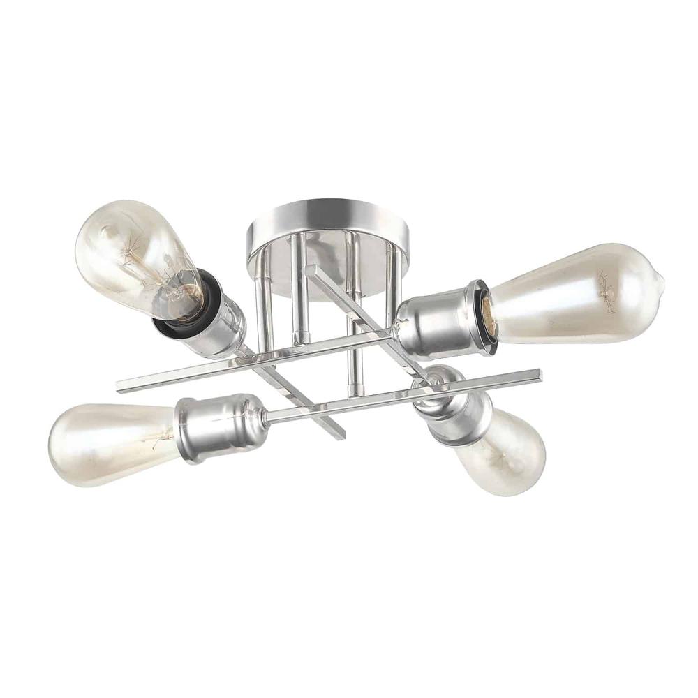 4LT Semi-Flush Mount, Burnished Chrome Finish. Picture 1