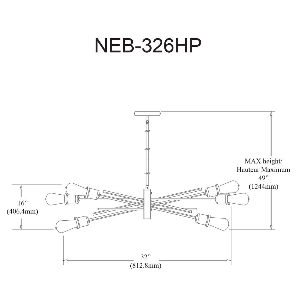 6LT Horizontal Pendant, Espresso Finish. Picture 3