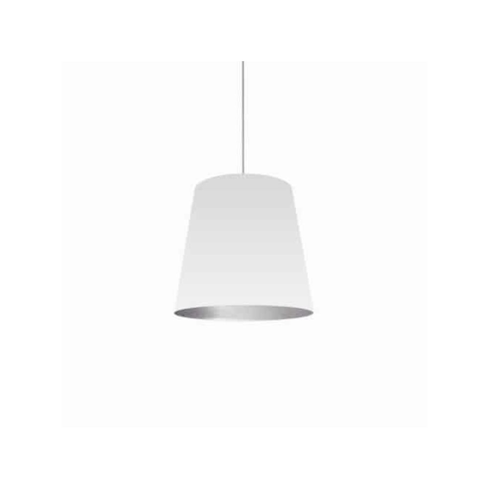 1LT Oversized Drum Pendant,Medium - Wht/Slv. Picture 1