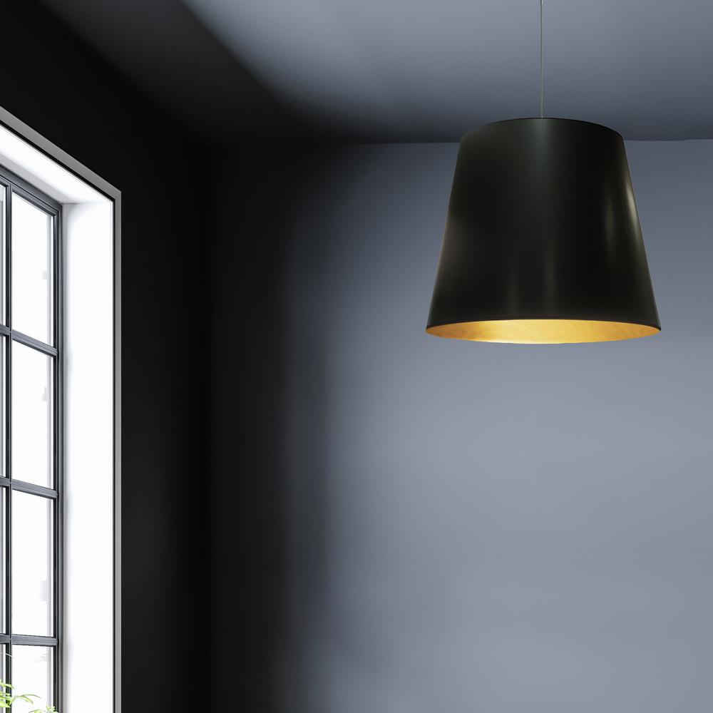 1LT Oversized Drum Pendant,Medium - Blk/Gld. Picture 2