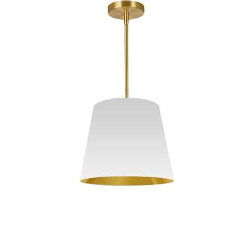 1LT Oversized Drum Pendant Small, WH/GLD Shade. Picture 1