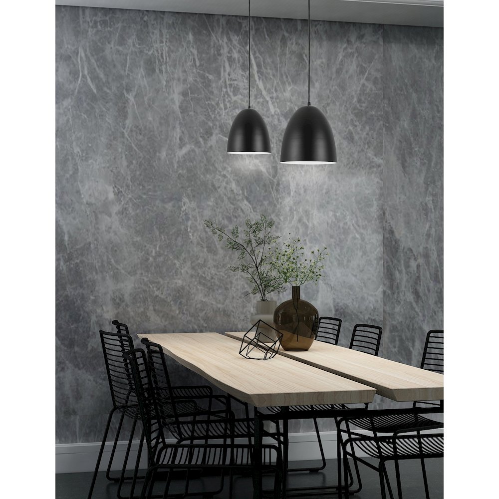 1 Light Pendant in Matte Black w/ in Matte Black Metal Shade. Picture 3