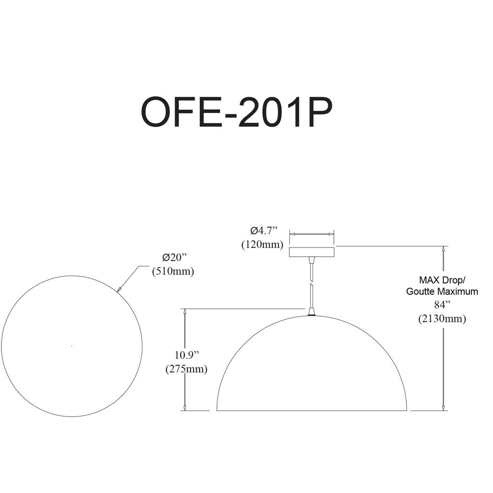 1LT Incandescent 20" Pendant,  Matte Black. Picture 3