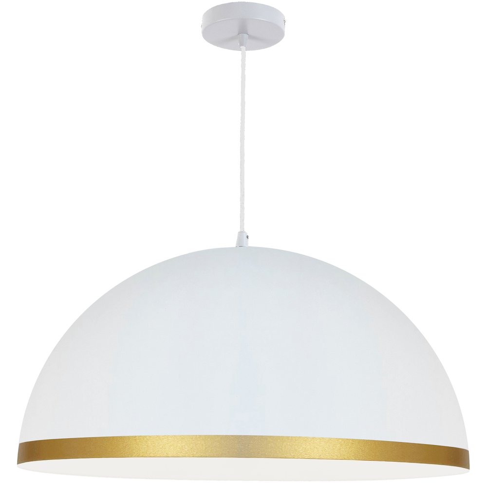 1 Light Incandescent Pendant Matte White with Gold Trim. Picture 1