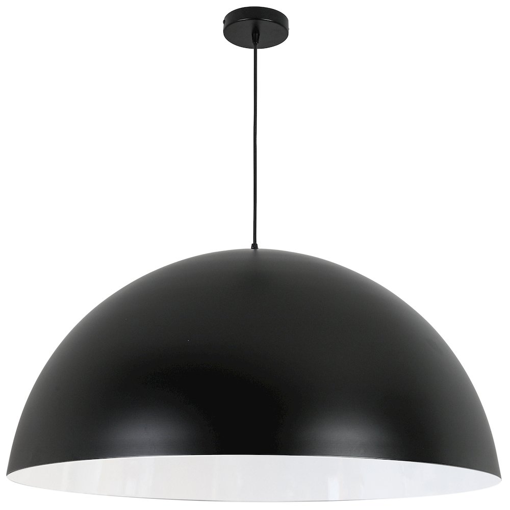 1 Light Incandescent Large Dome Pendant, Matte Black. Picture 1