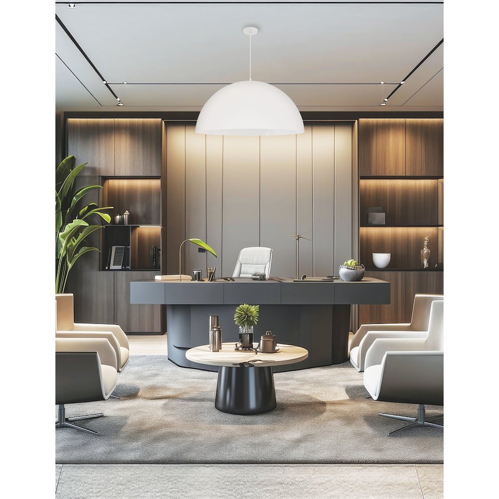 1 Light Incandescent Large Dome Pendant, Matte White. Picture 3