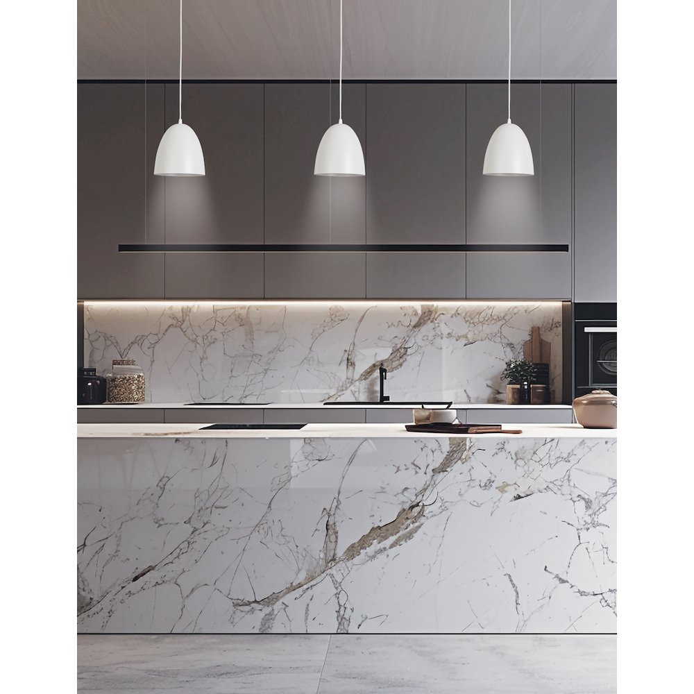 1 Light Pendant in Matte White w/ Matte White Metal Shade. Picture 3