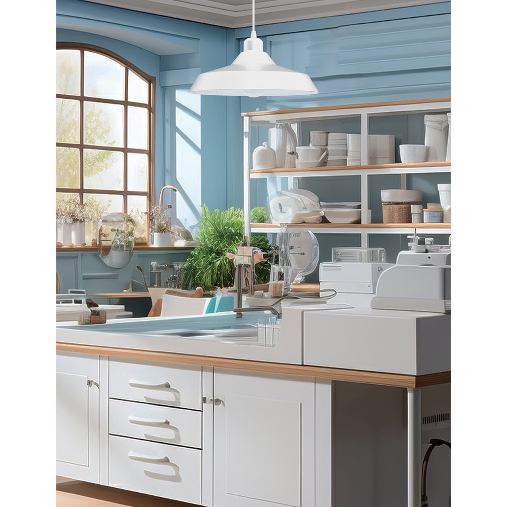 1 Light Matte White Pendant. Picture 3
