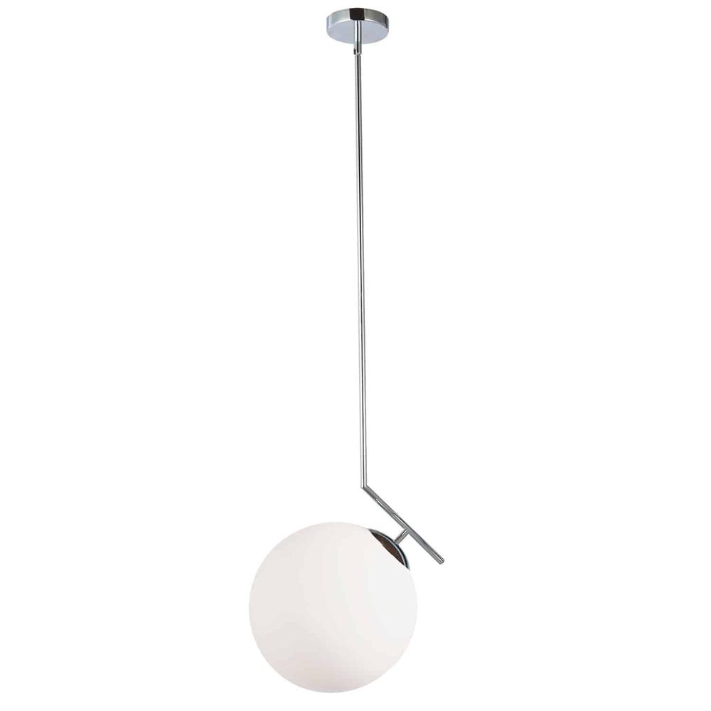 1LT Incand White Glass Pendant, PC Finish. Picture 1