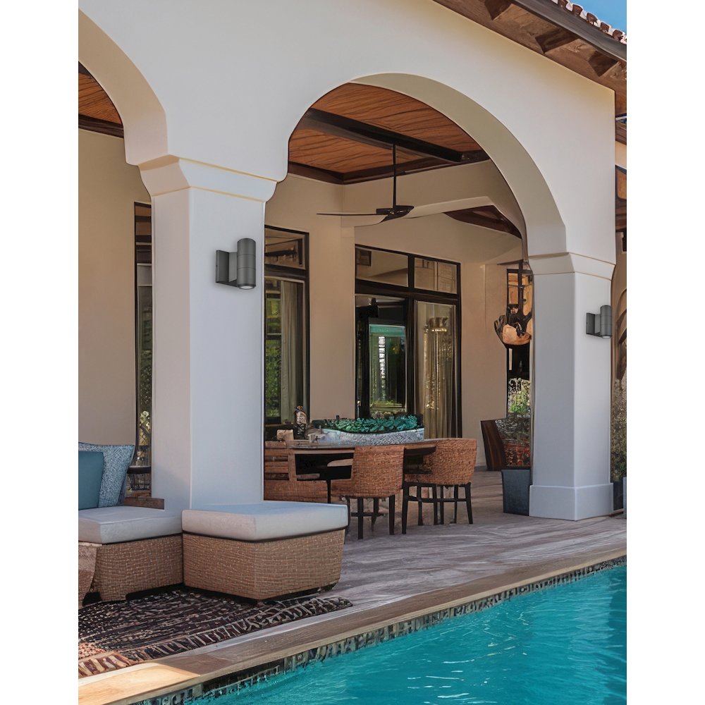 2 Light Matte Black Outdoor Wall Sconce. Picture 3