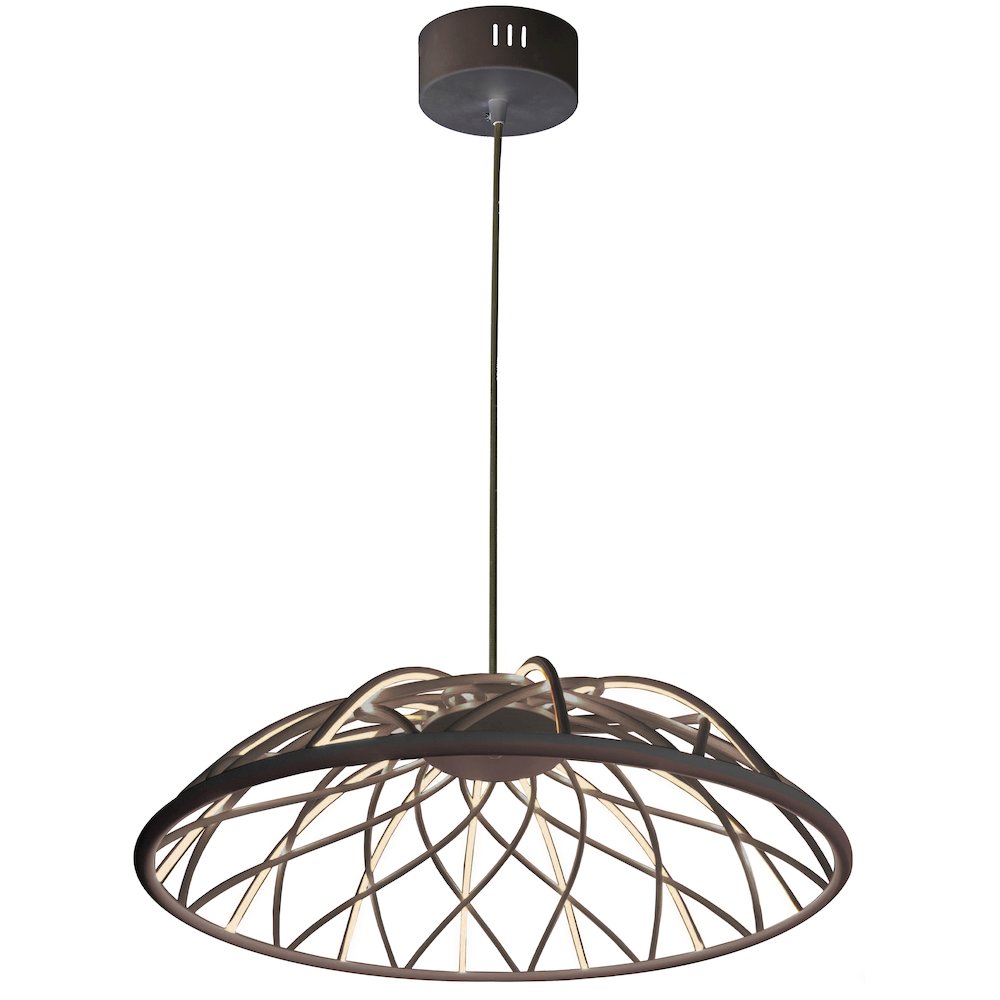 16W Pendant in Matte Black w/ Black Cloth Covered Frame. Picture 1