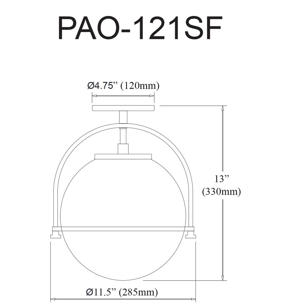 1LT Incandescent Semi-Flush, AGB, WH Opal Glass. Picture 5