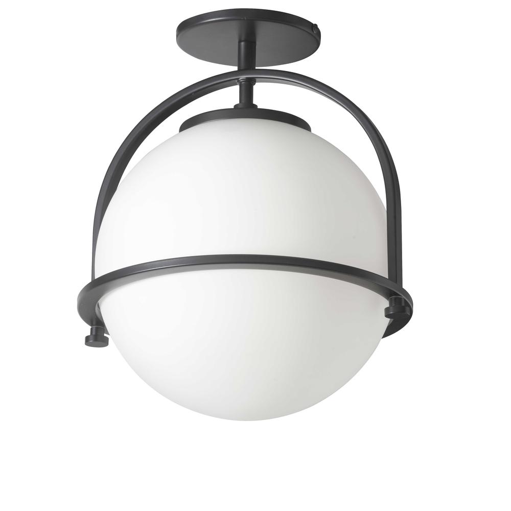 1LT Incandescent Semi-Flush, MB, WH Opal Glass. Picture 1